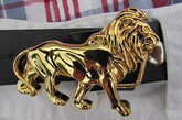 New Women / Men Belt Buckle Fancy Shiny Gold Metal Fashion Buckle Big Lion Body 3"/2" For Thin Narrow Belts - alwaystyle4you - 10